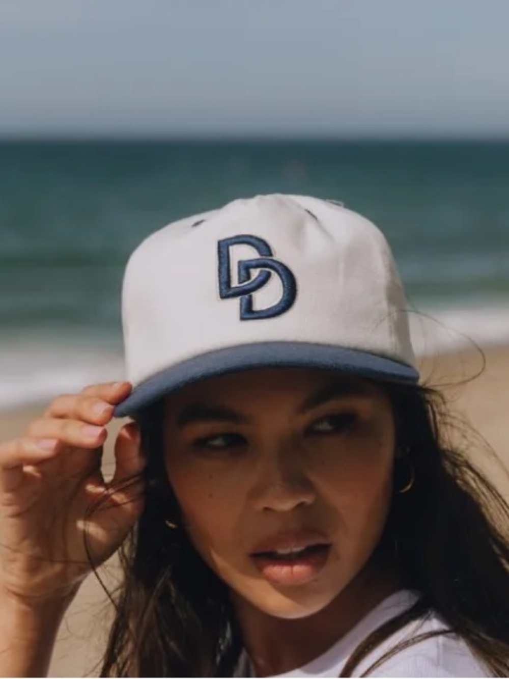 Daily Drills Vintage DD SnapBack Hat/Cap in White and Navy Blue